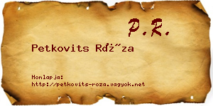 Petkovits Róza névjegykártya